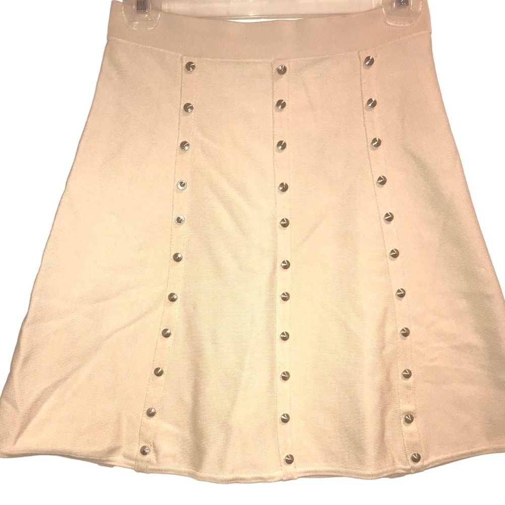 New Wow Couture Cream Silver Stud Stretch Skirt Woman’s Size Medium